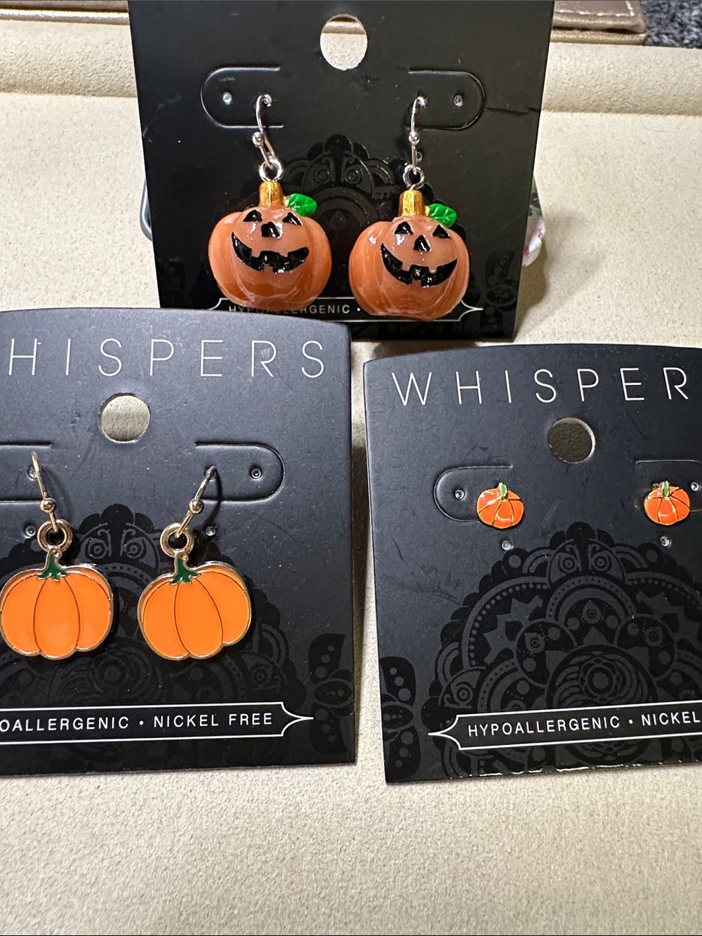 NWOT Whispers Halloween Pumpkin Earring Lot (3 Pairs) Hypoallergenic